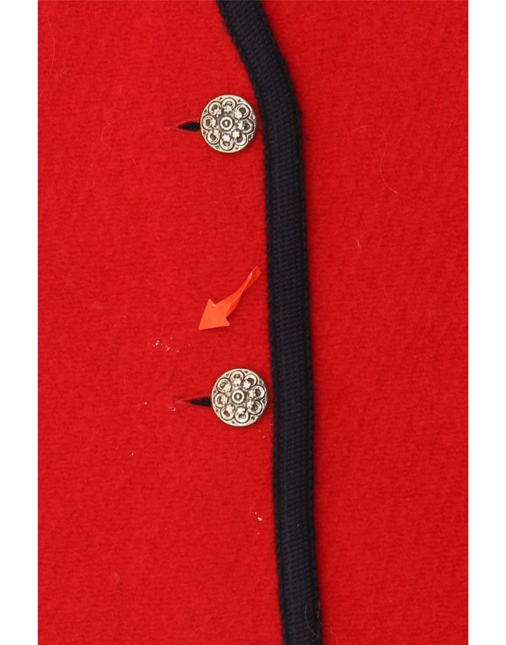 VINTAGE Ärmelloser Damen-Cardigan-Pullover UK 14 Mittelrot