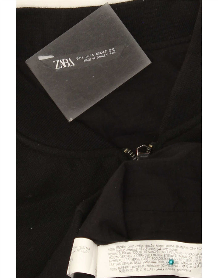 Zara Herren Bomberjacke UK 40 Große schwarze Baumwolle