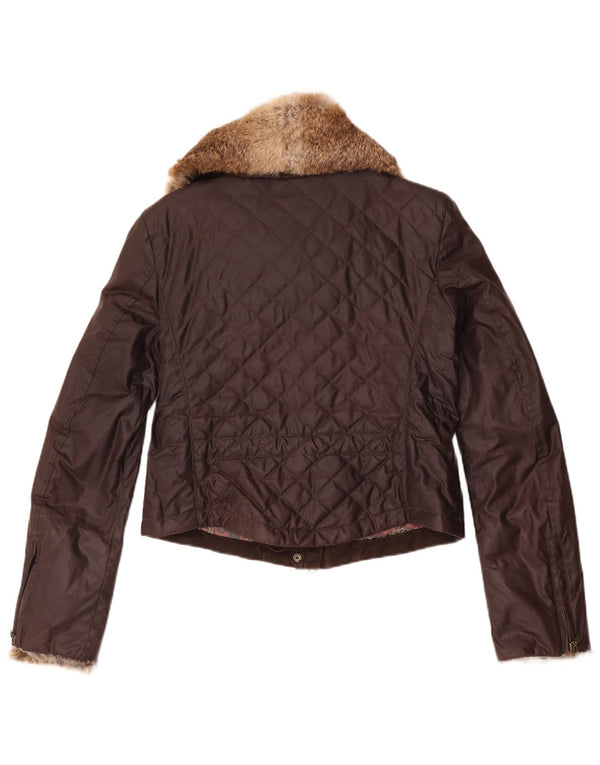 Belstaff Damen Crop Quilted Jacket IT 44 Mittelbraune Baumwolle