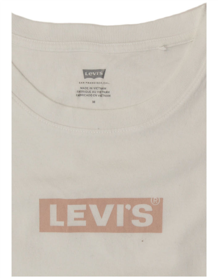 LEVI'S Damen Grafik-T-Shirt-Oberteil UK 12 Mittelweiß