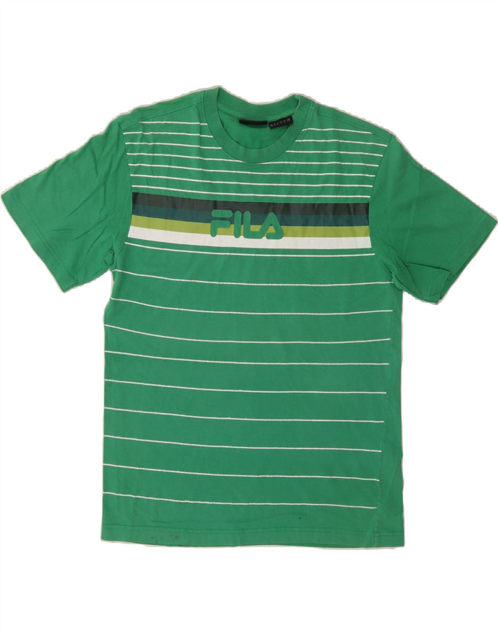 FILA Mens Graphic T-Shirt Top Small Green Striped Cotton Vintage Fila and Second-Hand Fila from Messina Hembry 