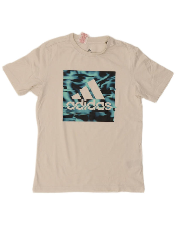Adidas Jungen T-Shirt mit Grafik, 11–12 Jahre, weiße Baumwolle