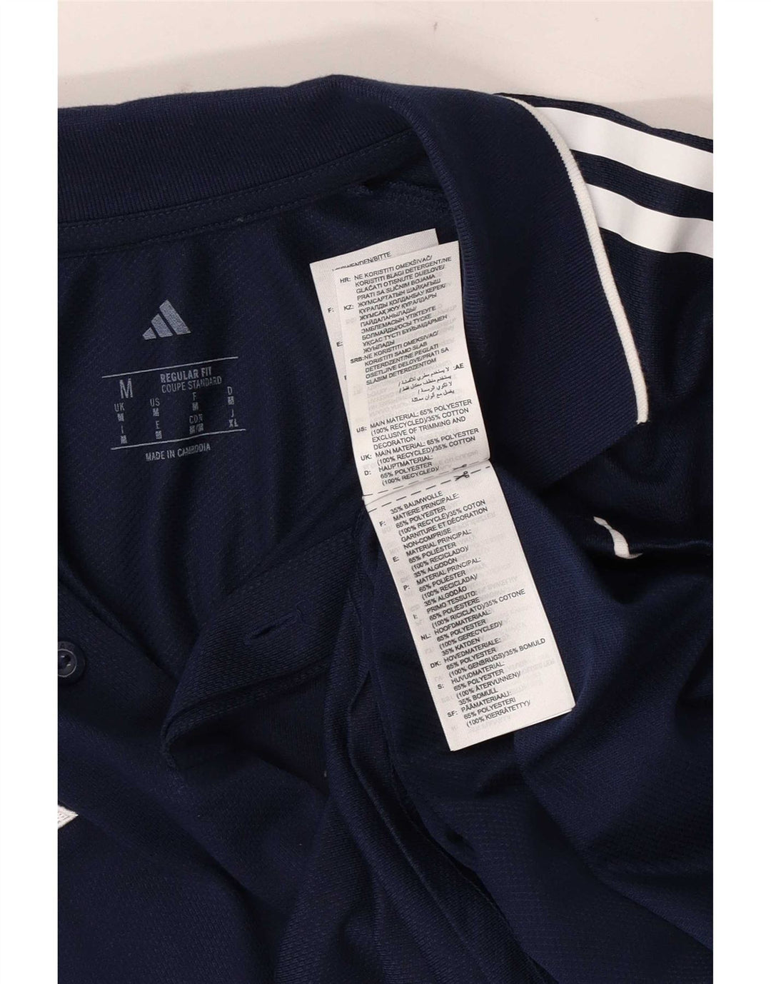 Adidas Herren-Poloshirt mit normaler Passform, mittleres Marineblau, Farbblock-Polyester