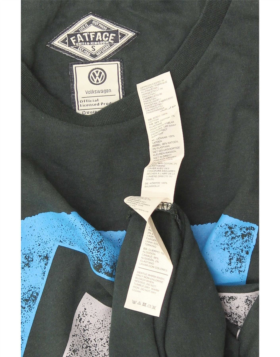 Fat Face Herren-T-Shirt mit Grafik, Größe S, Grün, Baumwolle