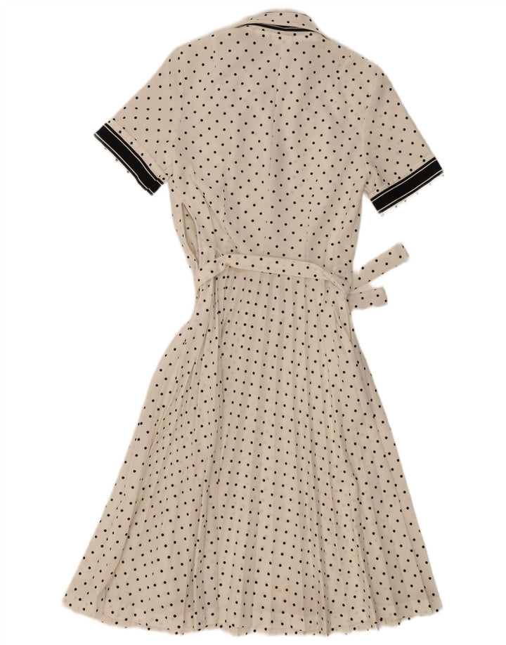 Diolen Damen Maxikleid UK 12 Mittelweiß gepunktetes Polyester