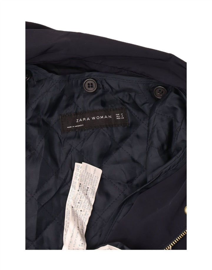 Zara Damen-Militär-Bomberjacke mit Kapuze, UK 14, mittelmarineblaues Polyester