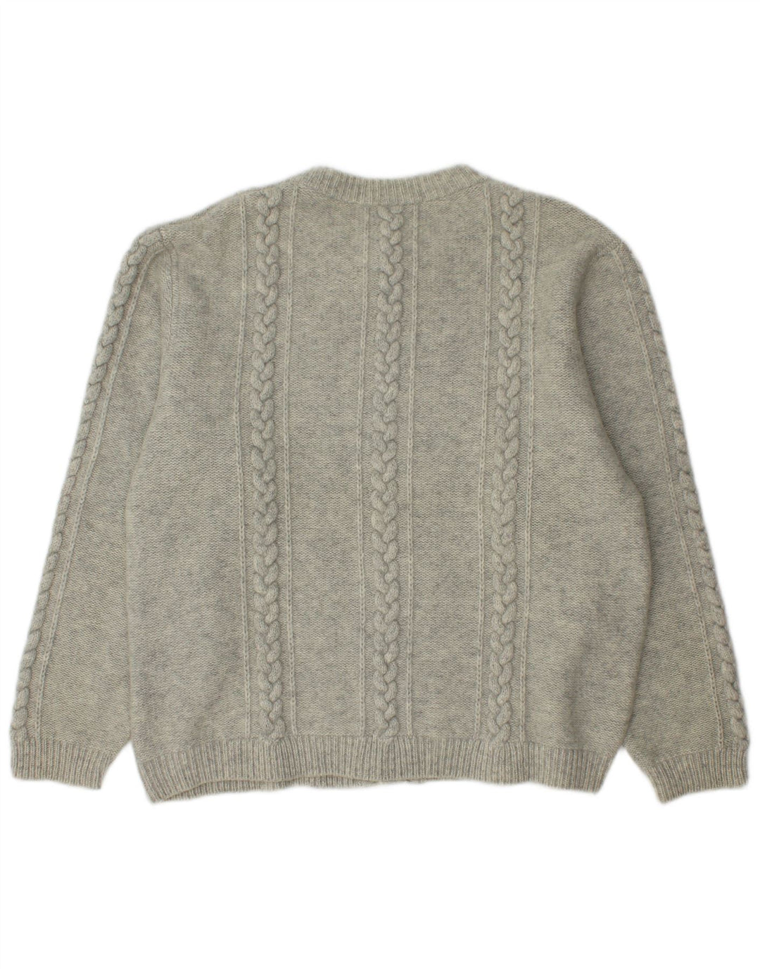 Moschen Modell Herren-Cardigan-Pullover aus mittelgrauer Schurwolle