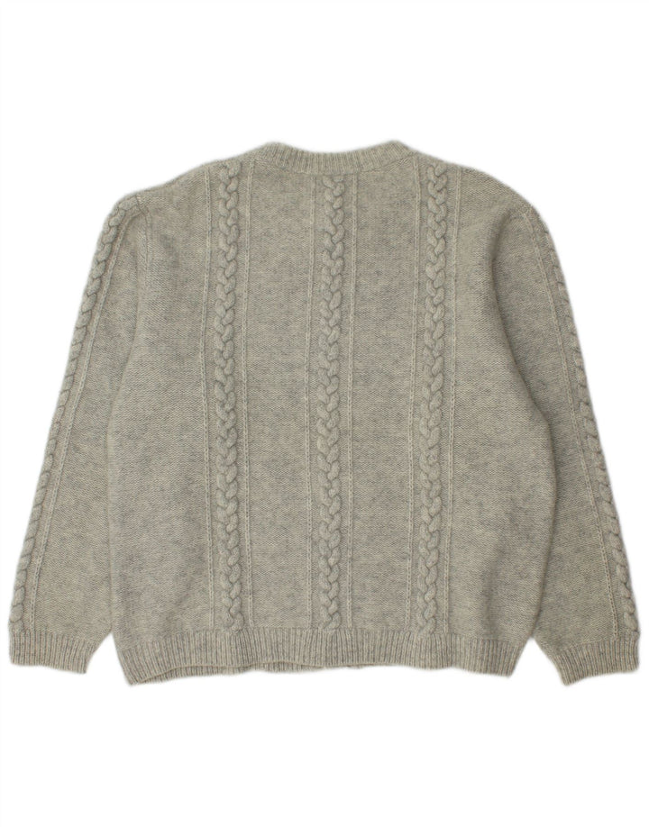 Moschen Modell Herren-Cardigan-Pullover aus mittelgrauer Schurwolle