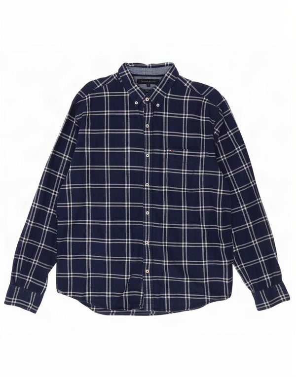 Tommy Hilfiger Herren-Flanellhemd mit Vintage-Passform, groß, marineblau, kariert, Baumwolle