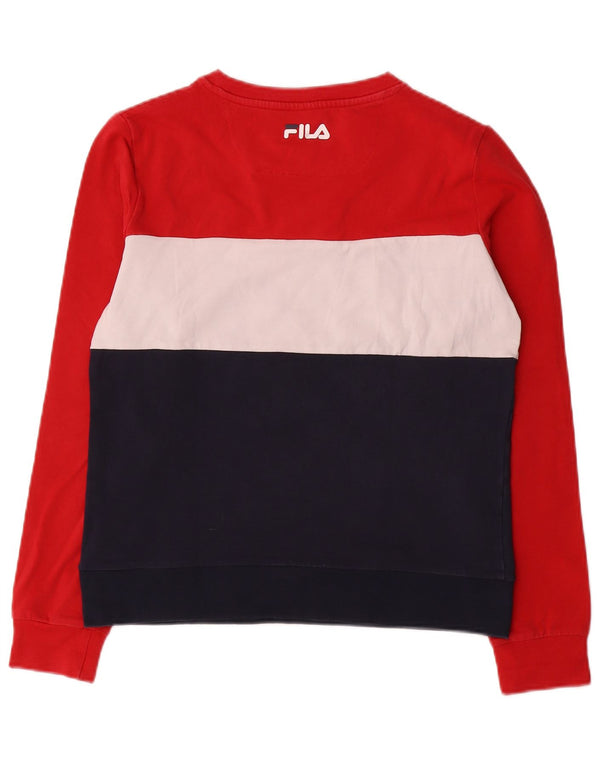 Fila Damen Grafik-Sweatshirtpullover UK 10 Small Rot Farbblock