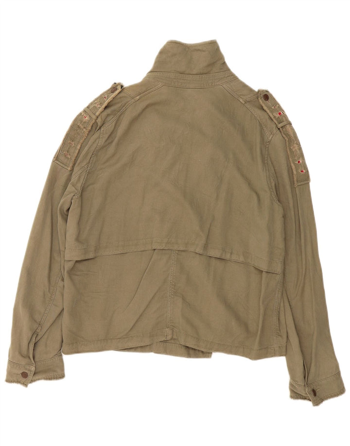Zara Damen Übergroße Militärjacke UK 14 Medium Khaki Lyocell