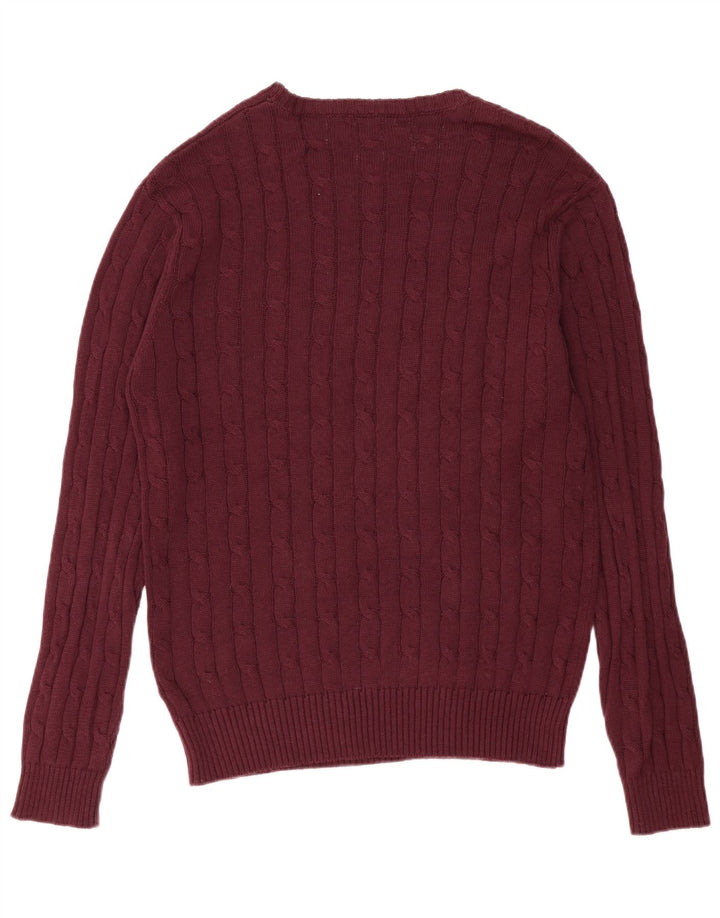 French Connection Herren-Pullover mit Rundhalsausschnitt, mittelgroße burgunderrote Baumwolle