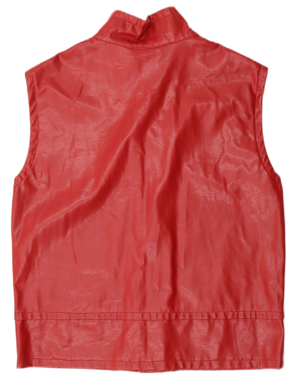 Vintage Damen Kunstlederweste UK 16 Large Rot
