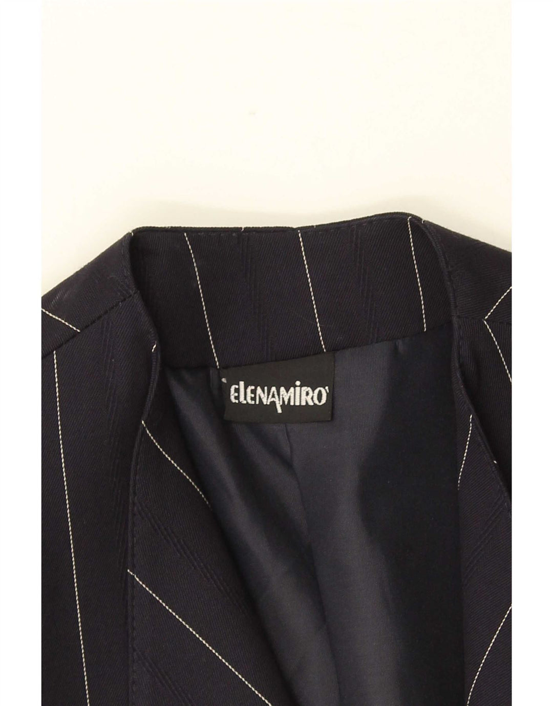 ELENA MIRO Damen 2-Knopf-Blazerjacke UK 18 XL Marineblau gestreifte Wolle