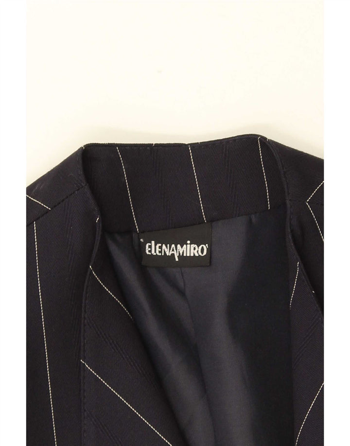 ELENA MIRO Damen 2-Knopf-Blazerjacke UK 18 XL Marineblau gestreifte Wolle