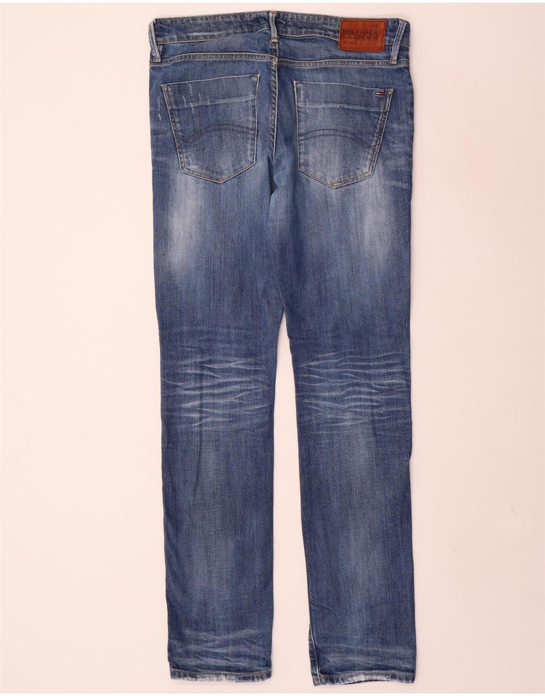 TOMMY HILFIGER Herren Distressed Slim Jeans W32 L34 Blaue Baumwolle