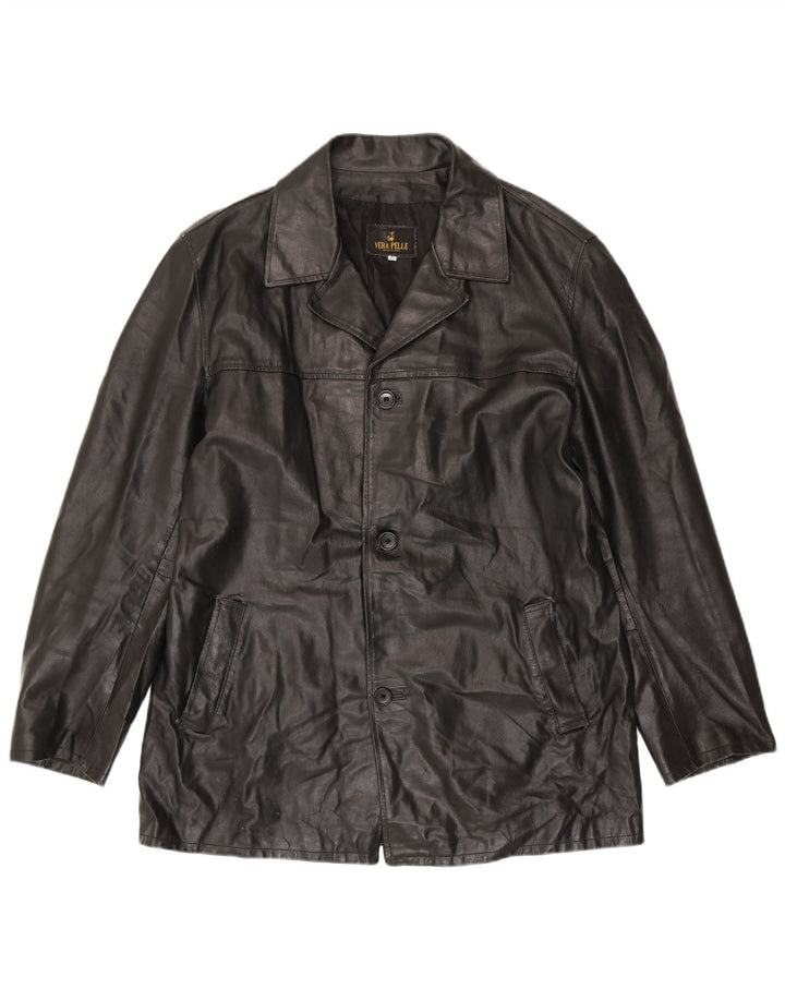 VINTAGE Herren Lederjacke IT 52 XL Schwarzes Leder