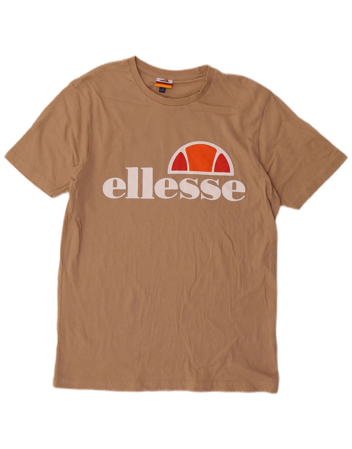 Ellesse Herren-T-Shirt mit Grafik, mittelbeige Baumwolle