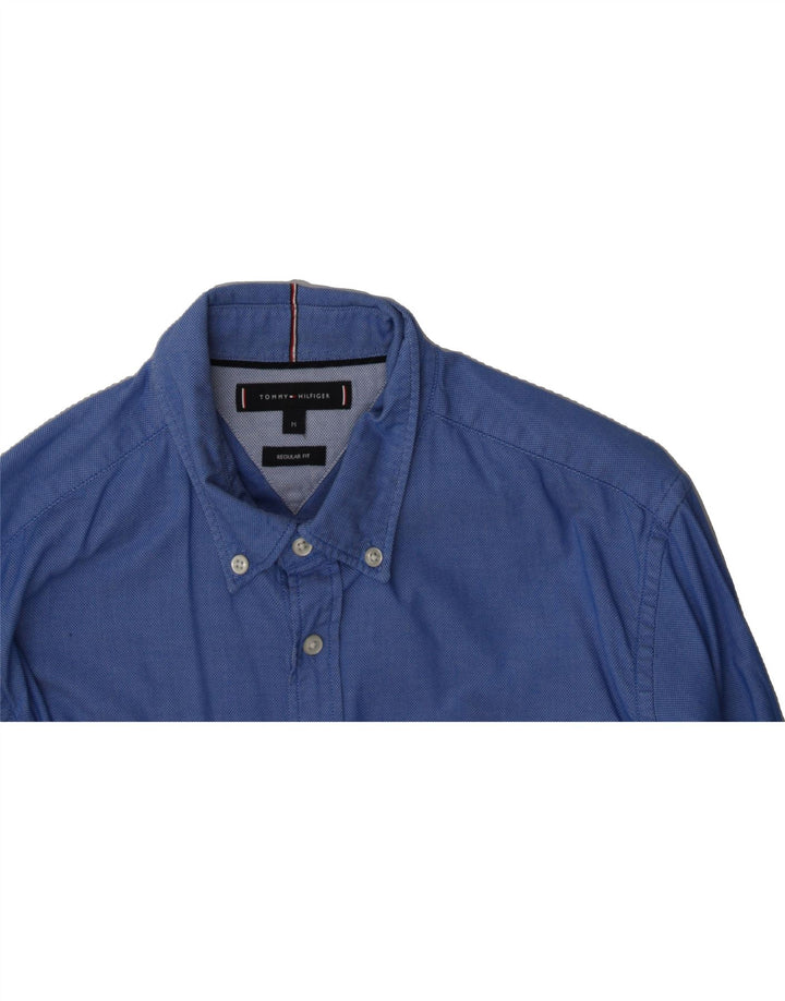 TOMMY HILFIGER Mens Regular Fit Shirt Medium Blue Cotton Vintage Tommy Hilfiger and Second-Hand Tommy Hilfiger from Messina Hembry 