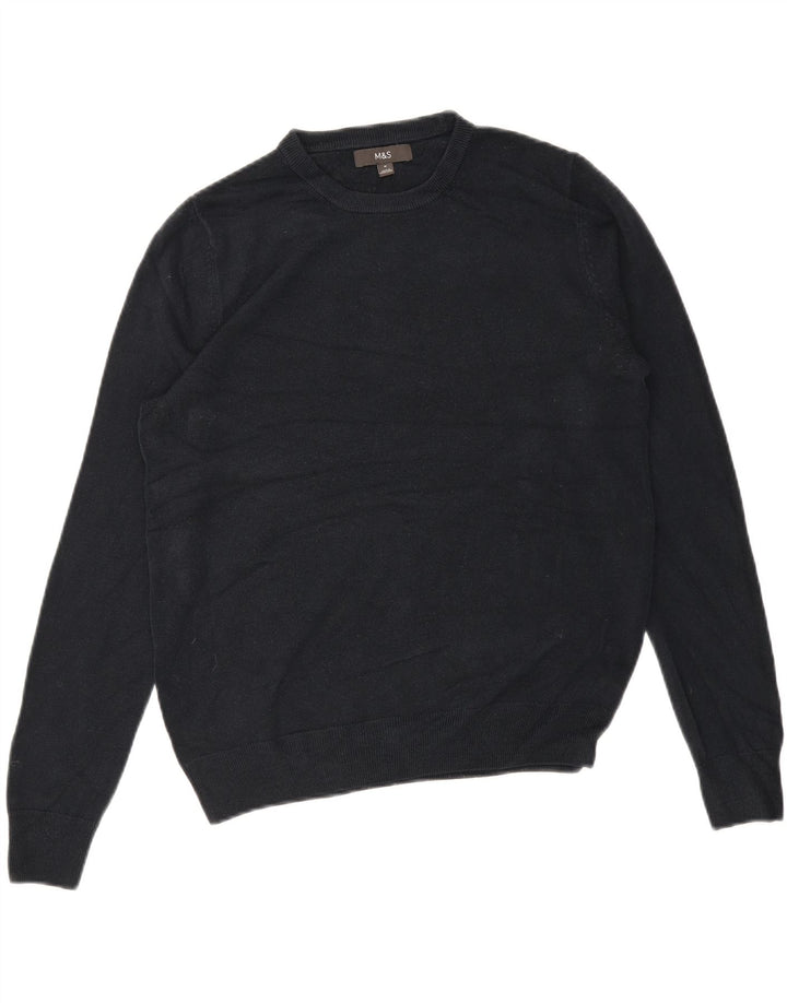 MARKS & SPENCER Herren-Pullover mit Rundhalsausschnitt, Mittelblau, Acryl