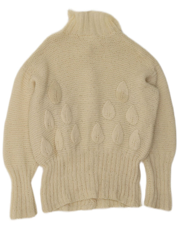 Vintage Damen Cardigan Pullover UK 16 Groß Off White Floral