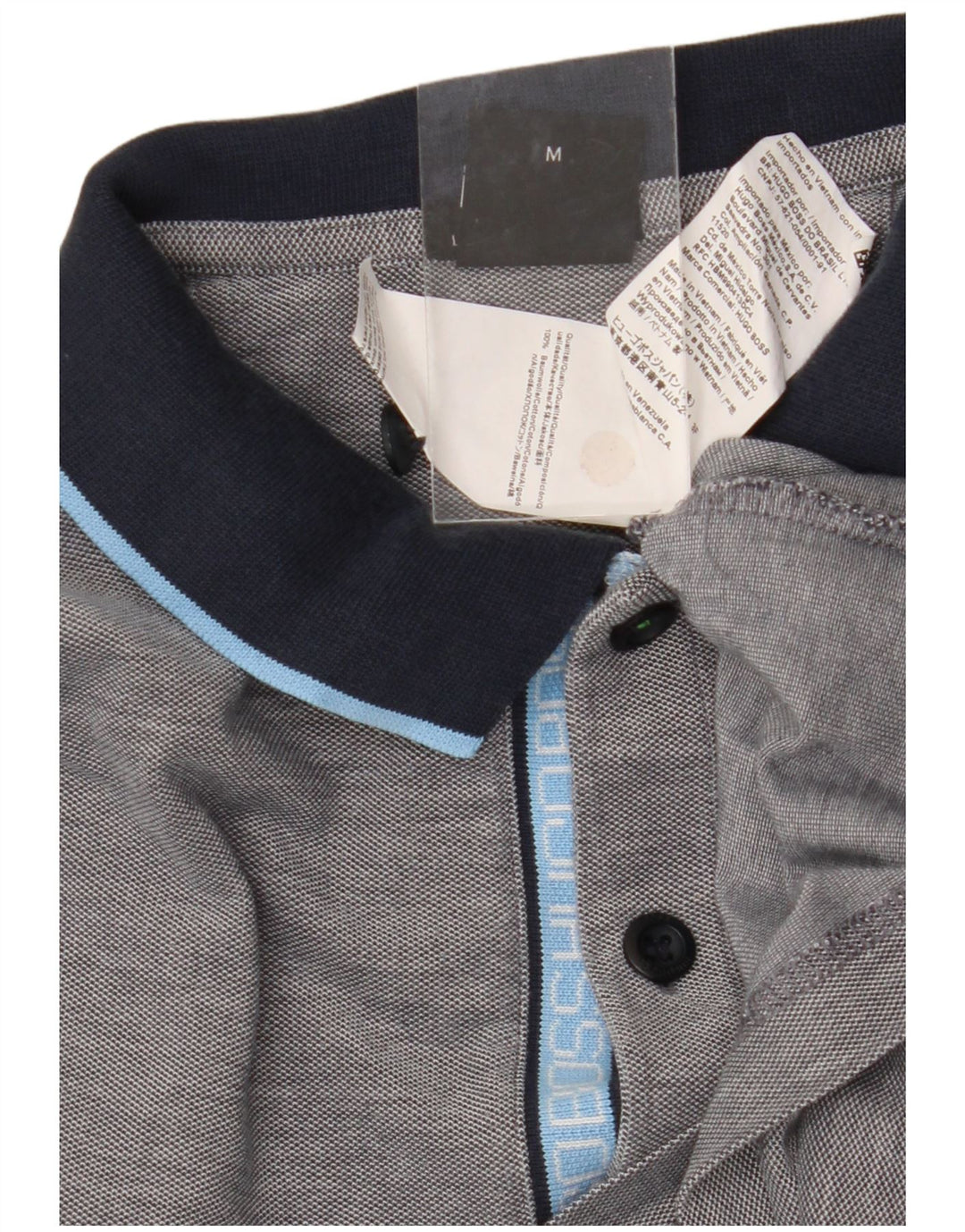 Hugo Boss Herren-Poloshirt aus mittelgrauer Colourblock-Baumwolle