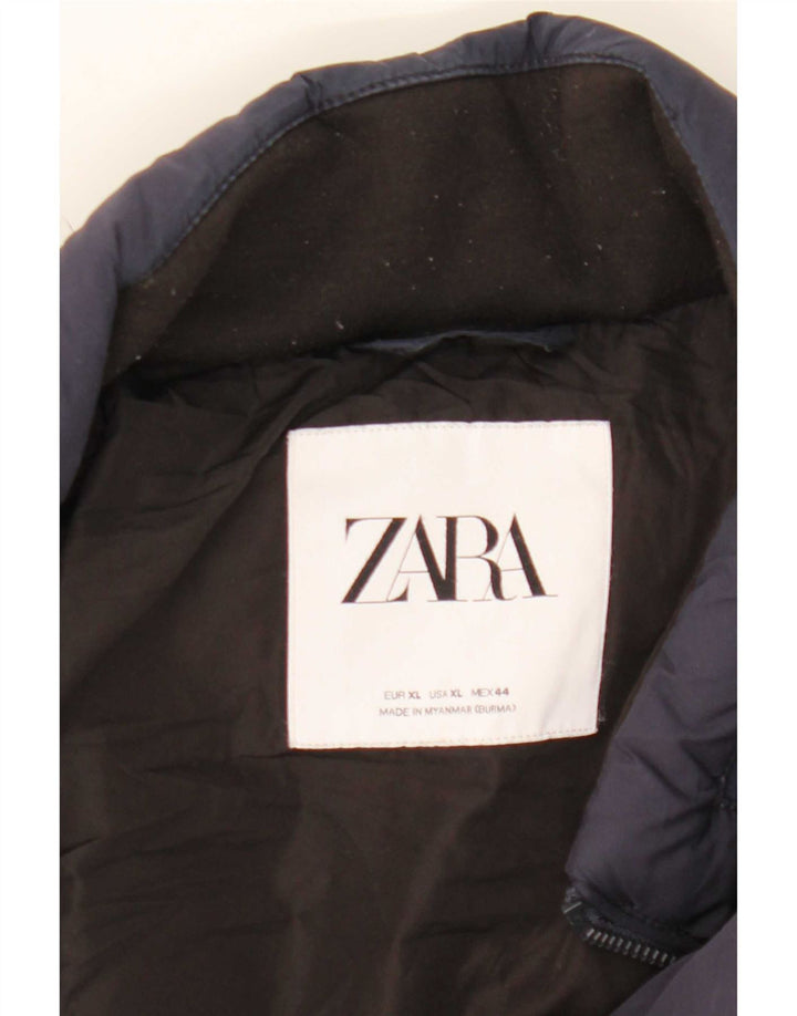 Zara Herren-Jacke mit Kapuze, gepolstert, Größe 42, XL, Marineblau
