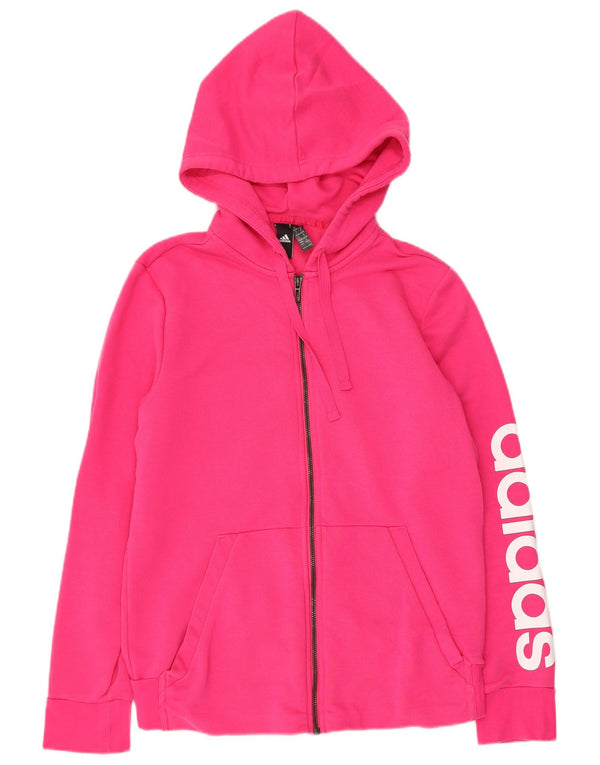 ADIDAS Damen Graphic Zip Hoodie Pullover UK 16/18 Große rosa Baumwolle