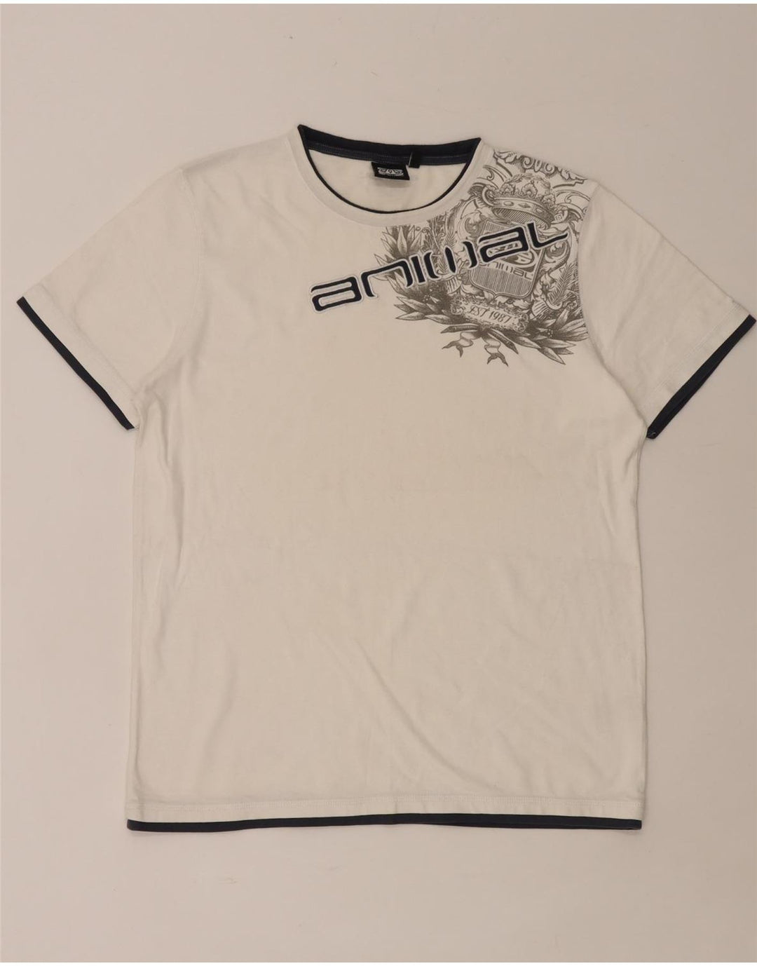 ANIMAL Grafisches T-Shirt-Oberteil für Herren aus mittelweißer, geblümter Baumwolle