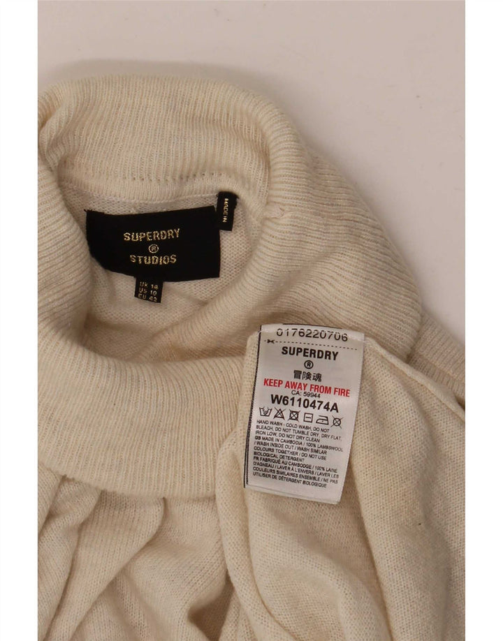 Superdry Damen-Pullover mit Rollkragen, übergroß, Beige, Wolle, UK 14, Größe L