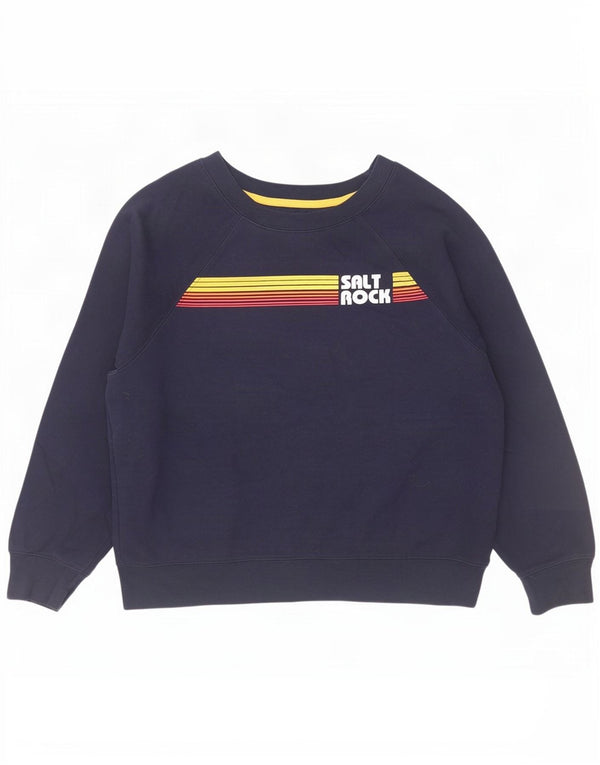 Saltrock Damen Grafik-Sweatshirt-Pullover UK 12 Medium Marineblau Baumwolle