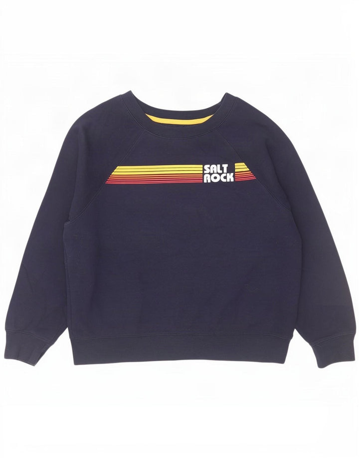 Saltrock Damen Grafik-Sweatshirt-Pullover UK 12 Medium Marineblau Baumwolle