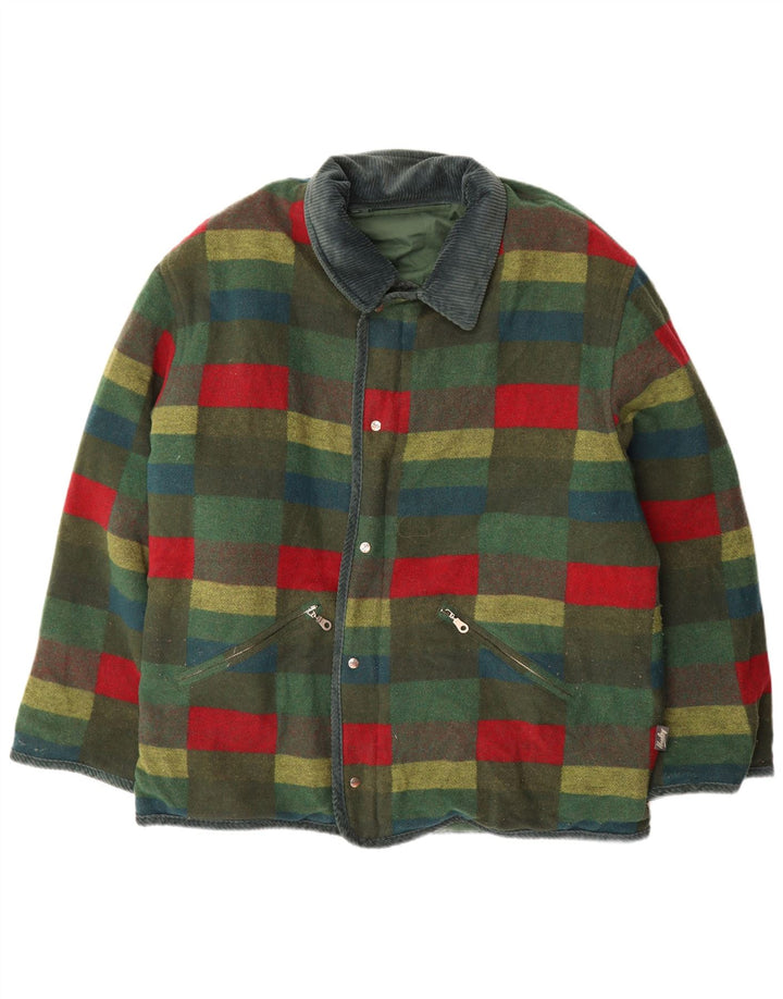 Vintage Herren Wendejacke UK 44 2XL Grün kariert