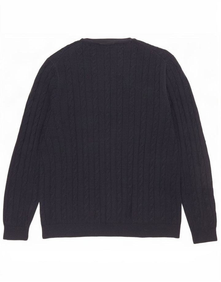 Lyle & Scott Herren-Pullover mit Rundhalsausschnitt, Größe L, marineblaue Baumwolle