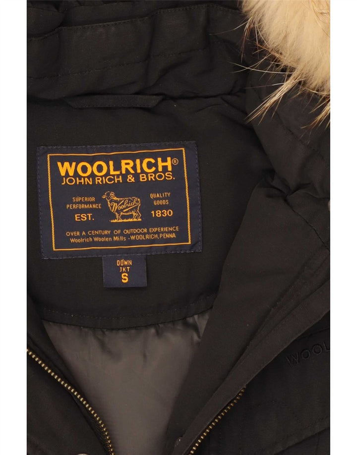 Woolrich Wattierte Damenjacke mit Kapuze, UK 10, Größe S, Schwarz