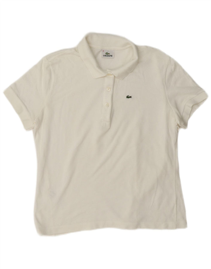 Lacoste Damen Poloshirt Größe 46 XL Weiße Baumwolle