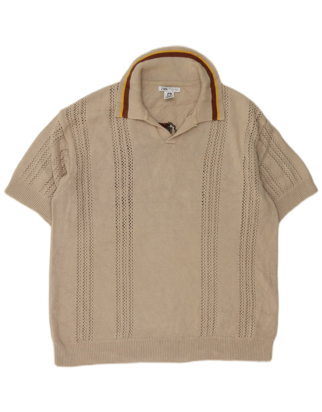 Zara Herren Inigo Studio Graphic Polo Neck Pullover Pullover Mittelbeige
