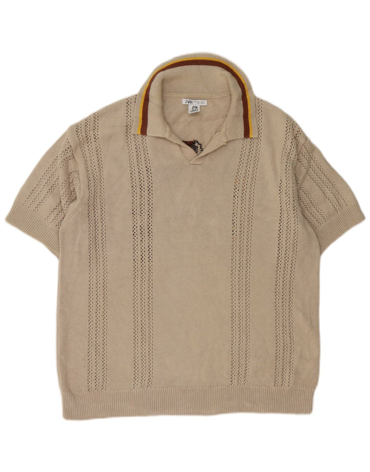 Zara Herren Inigo Studio Graphic Polo Neck Pullover Pullover Mittelbeige