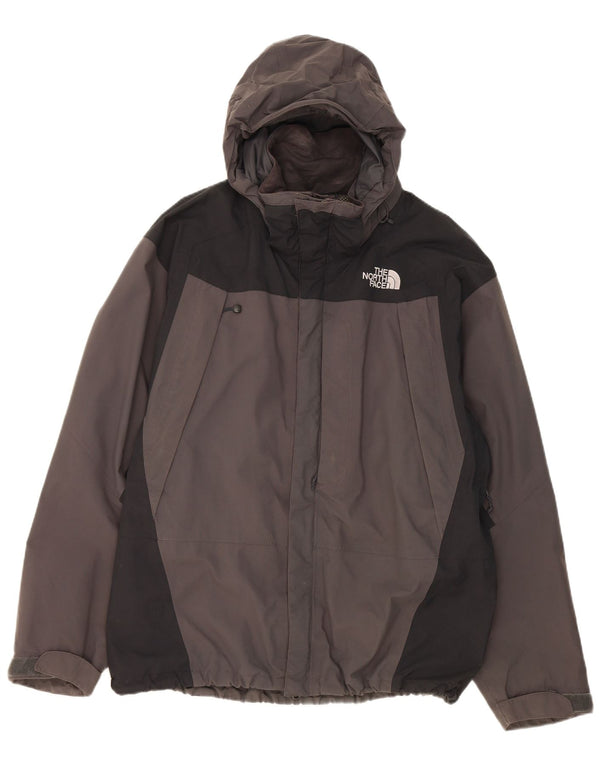 The North Face Herren-Regenjacke mit Kapuze, UK 40, großes graues Colourblock-Nylon