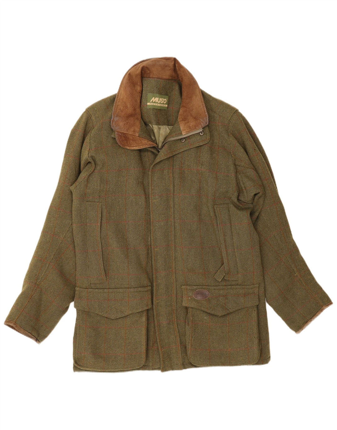 Musto Herren Performance Utility Jacke UK 38 Medium Khaki Check Schurwolle