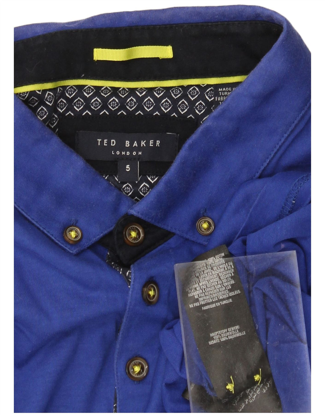 TED BAKER Herren-Poloshirt, Größe 5, XL, blaue Baumwolle