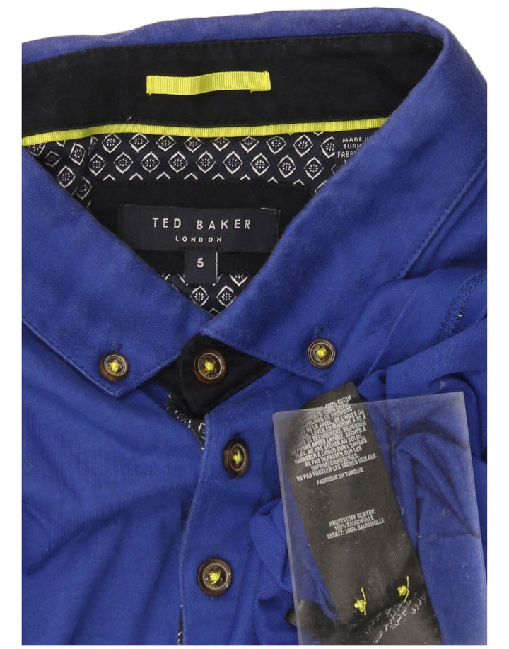 TED BAKER Herren-Poloshirt, Größe 5, XL, blaue Baumwolle