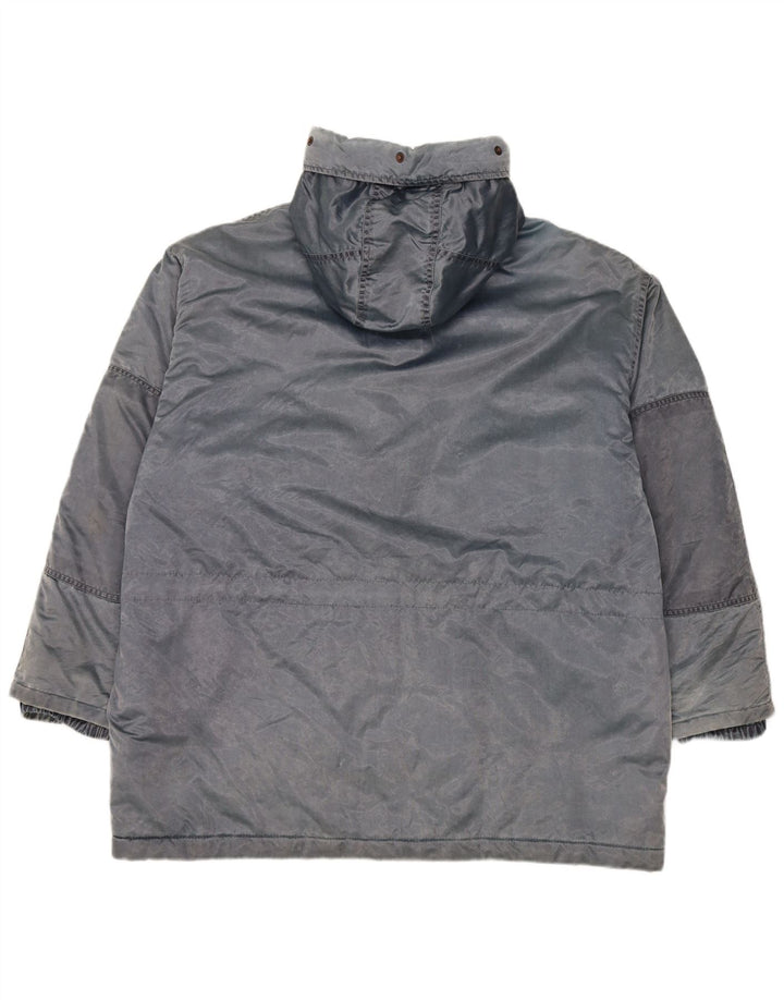Vintage Damen Kapuzenübergroße Windjacke IT 44 Mittelblau
