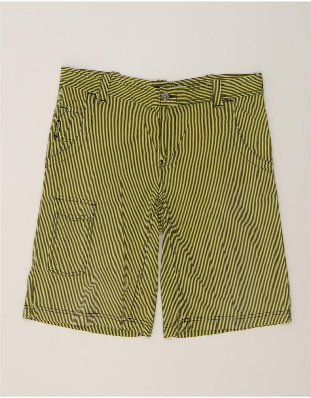 Armani Herren Cargoshorts EU 48 Medium W36 Grüne Nadelstreifen-Baumwolle