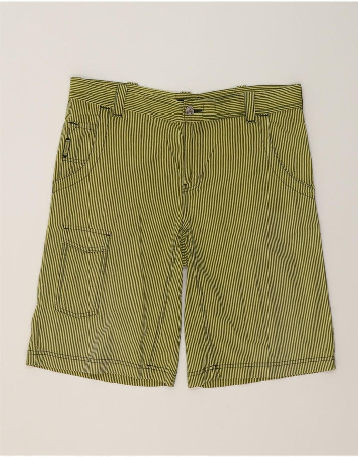 Armani Herren Cargoshorts EU 48 Medium W36 Grüne Nadelstreifen-Baumwolle