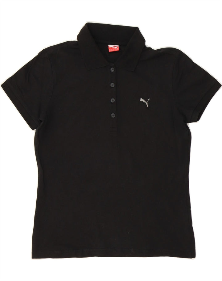PUMA Womens Polo Shirt UK 12 Medium  Black Cotton Vintage Puma and Second-Hand Puma from Messina Hembry 