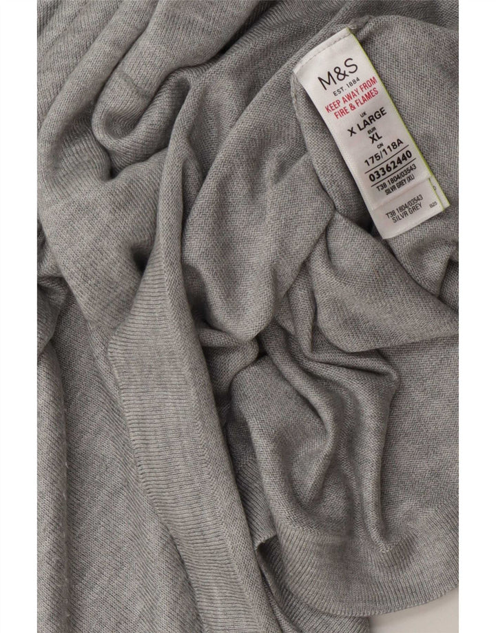 Marks & Spencer Damen-Pullover, übergroß, V-Ausschnitt, Gr. 18, XL, Grau