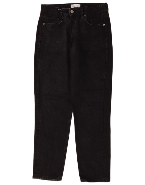 Zara Damen High Waist Tapered Jeans EU 42 Large W32 L28 Schwarz