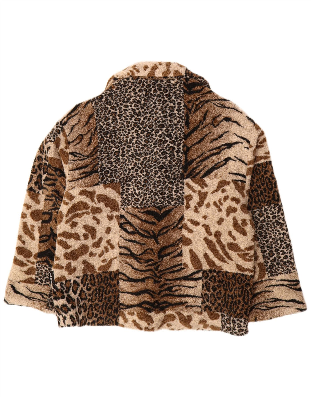 IZZI Damen-Fleecejacke in Übergröße, UK 10, klein, braun, Acryl mit Animal-Print