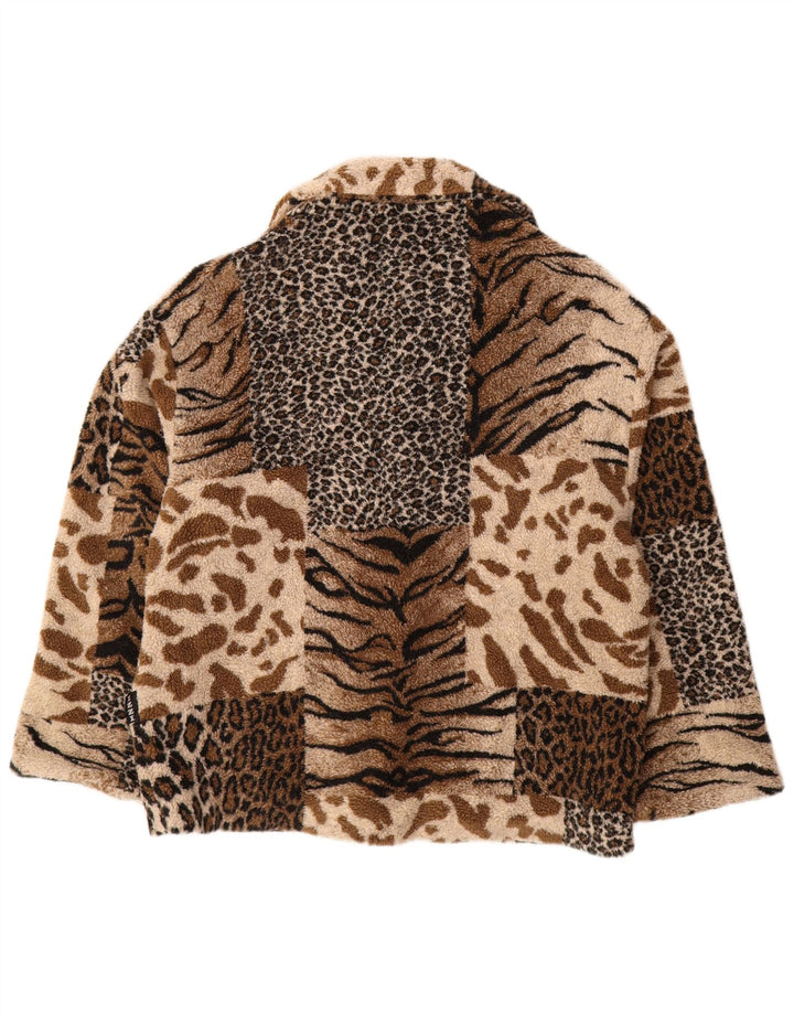 IZZI Damen-Fleecejacke in Übergröße, UK 10, klein, braun, Acryl mit Animal-Print